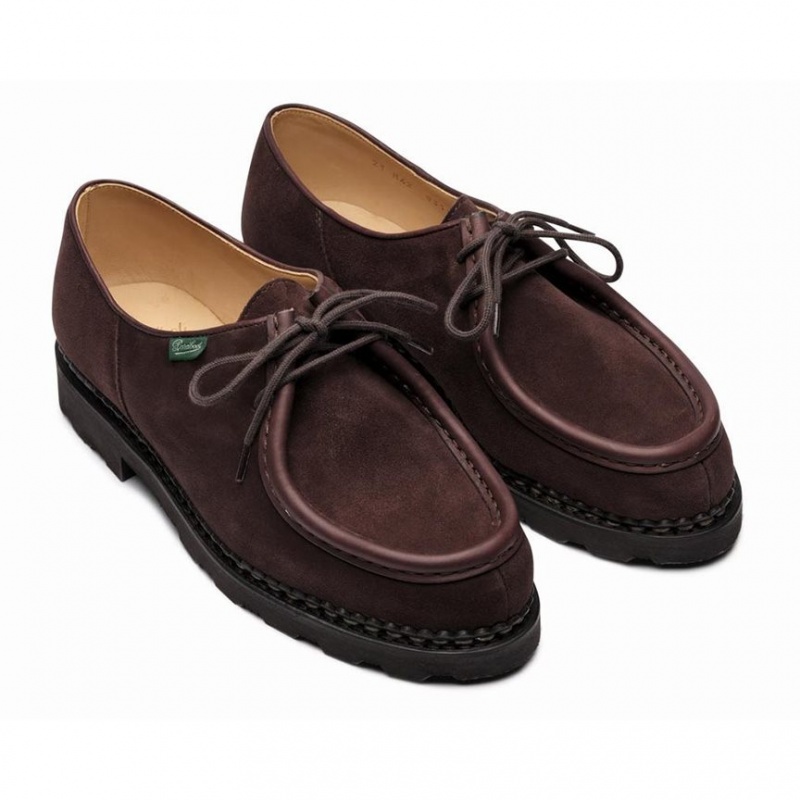 Men's Paraboot Michael Derby Shoes Dark Brown | DPHT-23605