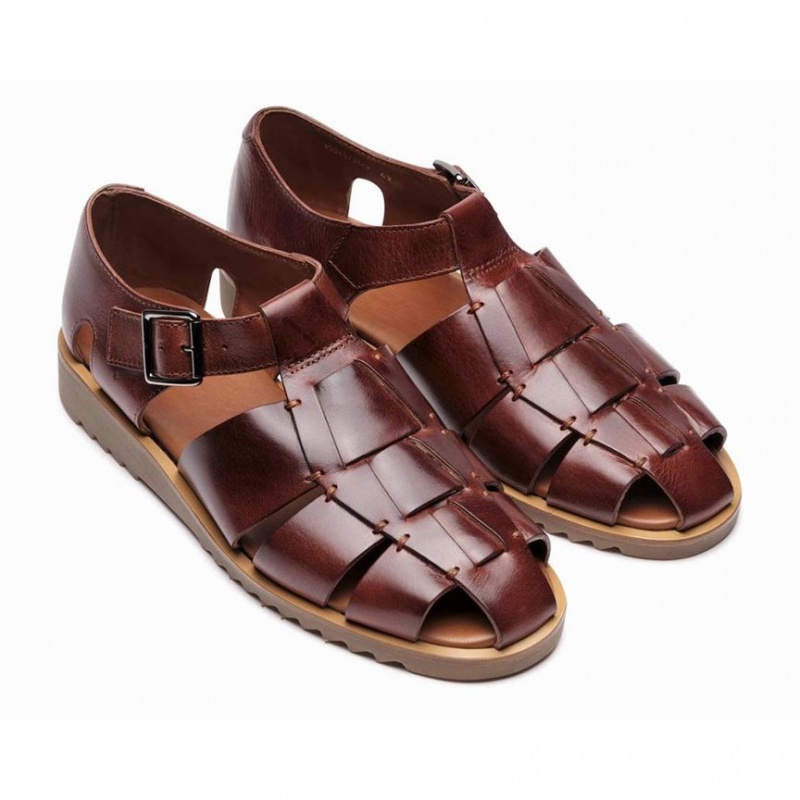 Men's Paraboot Pacific Sandals Dark Brown | JKNH-50483