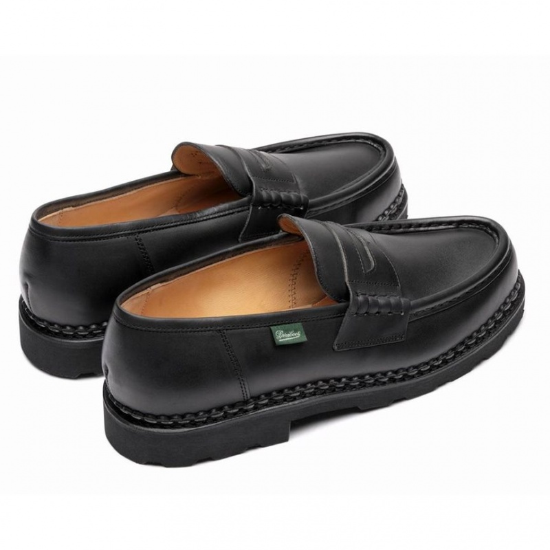 Men's Paraboot Reims Loafers Black | AHUN-23680