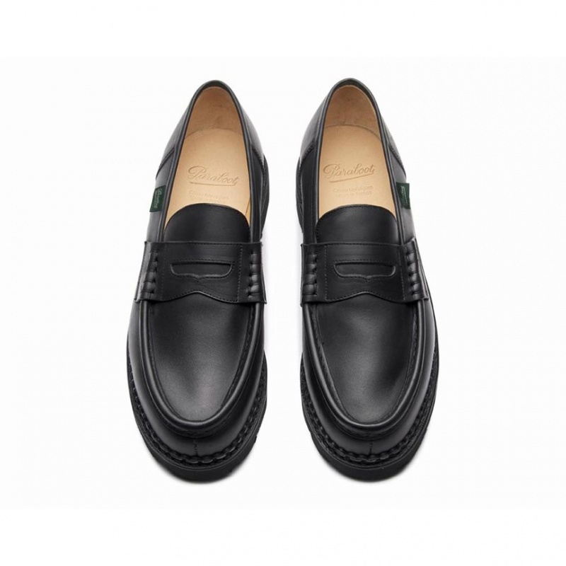 Men's Paraboot Reims Loafers Black | AHUN-23680