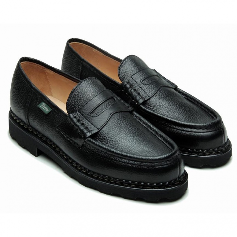 Men's Paraboot Reims Loafers Black | ZEAQ-95678