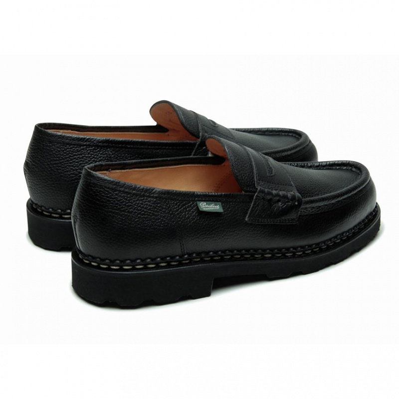 Men's Paraboot Reims Loafers Black | ZEAQ-95678