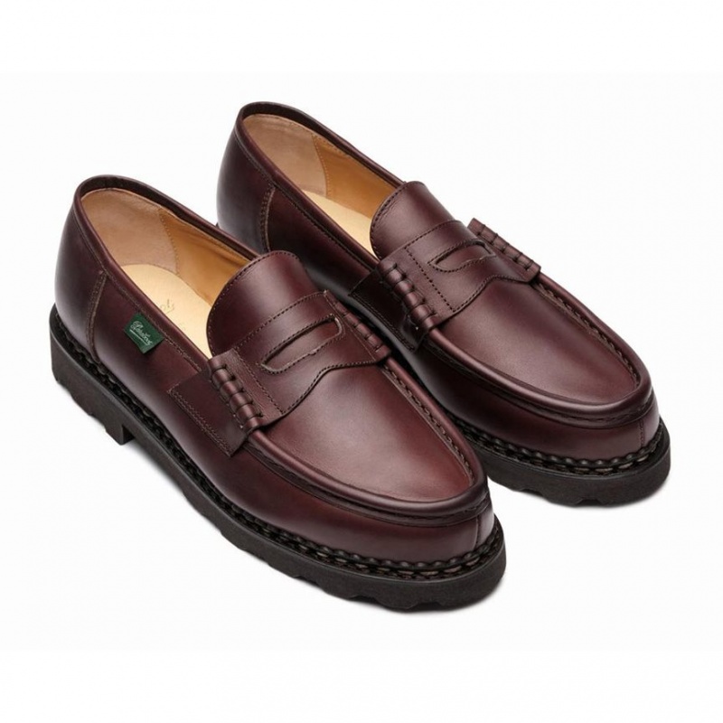 Men's Paraboot Reims Loafers Dark Brown | UJMP-58316