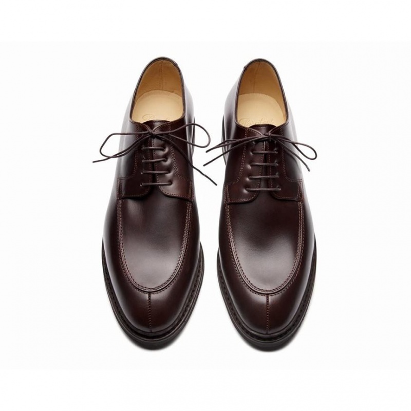 Men's Paraboot Rousseau Derby Shoes Burgundy | CQFJ-85024