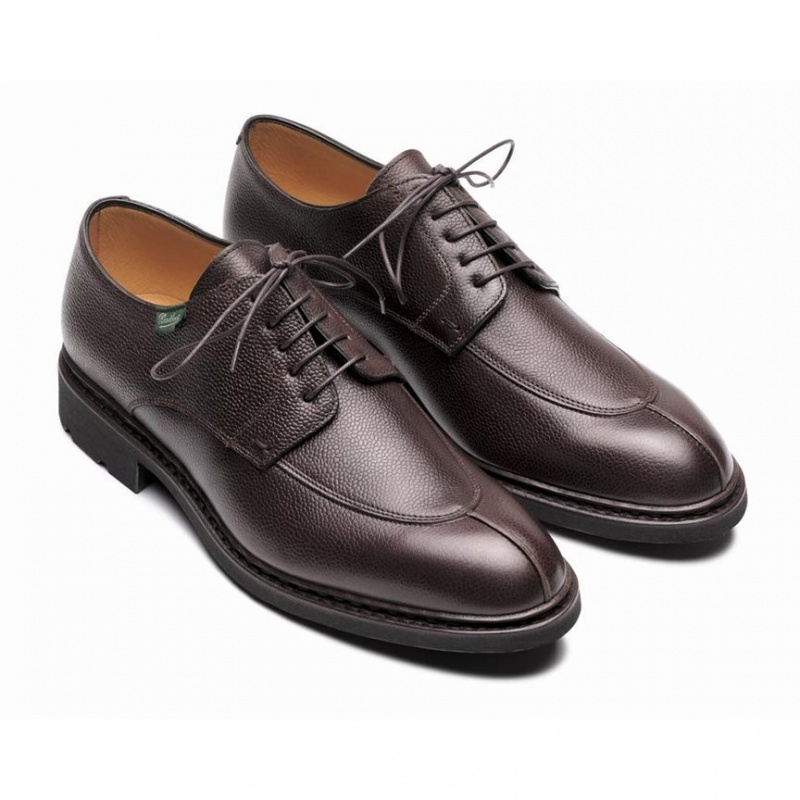 Men's Paraboot Tournier Derby Shoes Dark Brown | DTFQ-65914