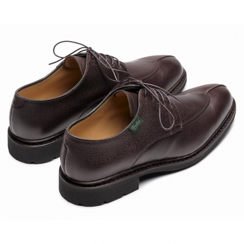 Men's Paraboot Tournier Derby Shoes Dark Brown | DTFQ-65914