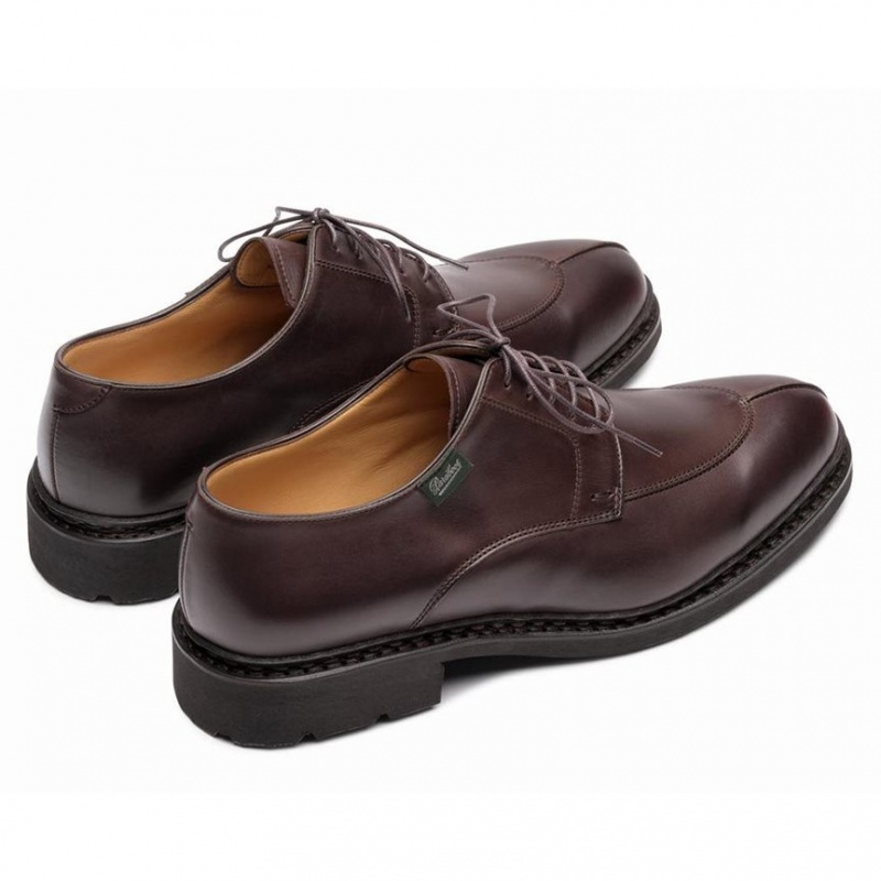 Men's Paraboot Tournier Derby Shoes Dark Brown | BDMO-67549