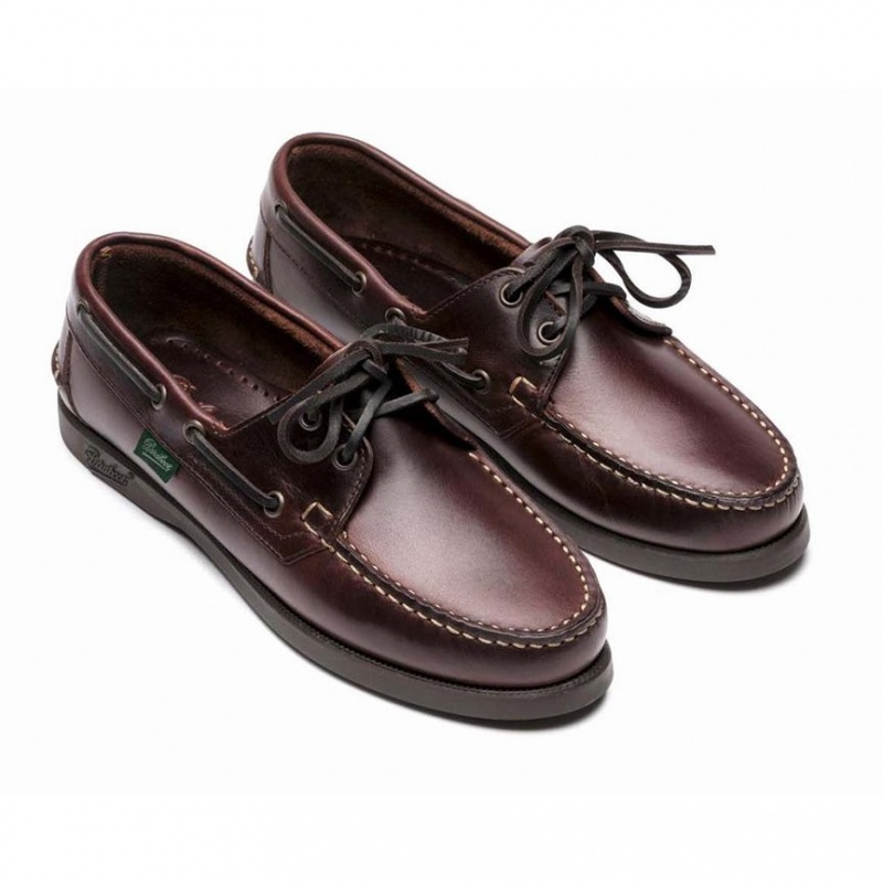 Women's Paraboot Barth Boat Shoes Burgundy | ZEQV-71603