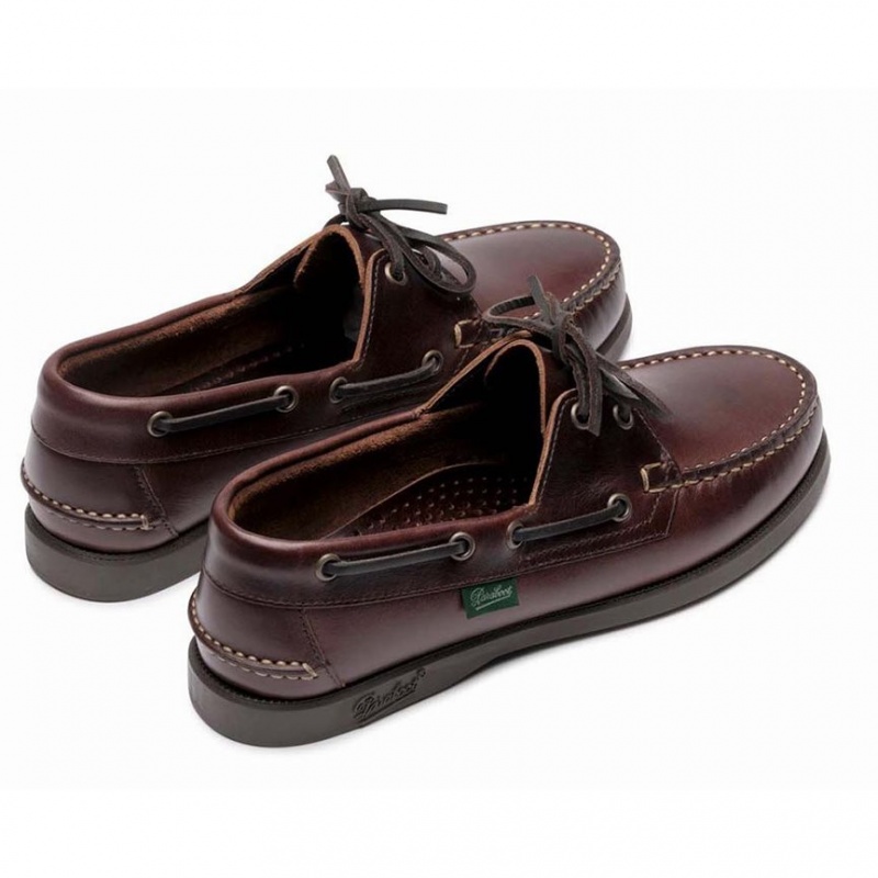 Women's Paraboot Barth Boat Shoes Burgundy | ZEQV-71603