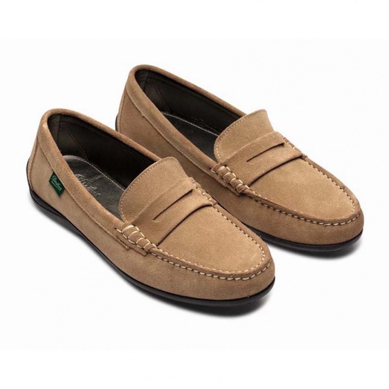 Women's Paraboot Corvette Loafers Khaki | JCHK-13645