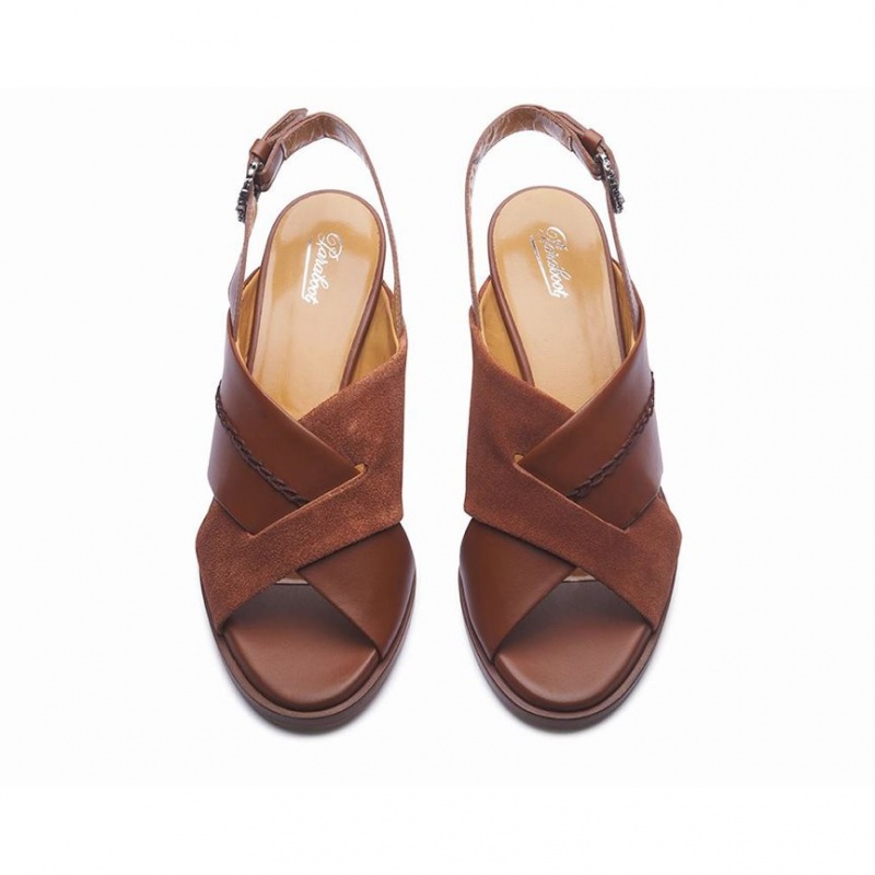 Women's Paraboot Elbe Sandals Brown | OHTF-40732