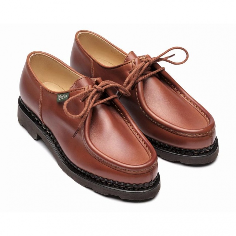 Women's Paraboot Michael F Derby Shoes Brown | XLYS-17594