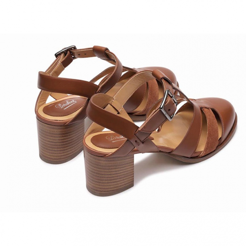 Women's Paraboot Ponza Sandals Brown | HZXO-42170