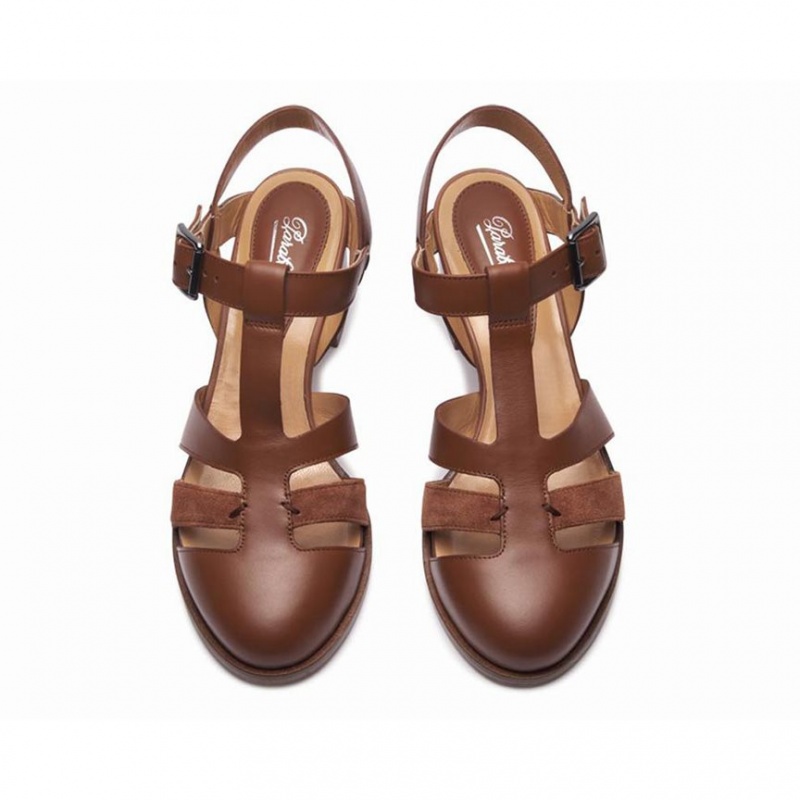 Women's Paraboot Ponza Sandals Brown | HZXO-42170