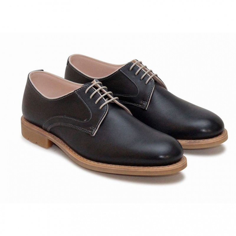 Women's Paraboot Saphir Gy Derby Shoes Black | ATDS-97820